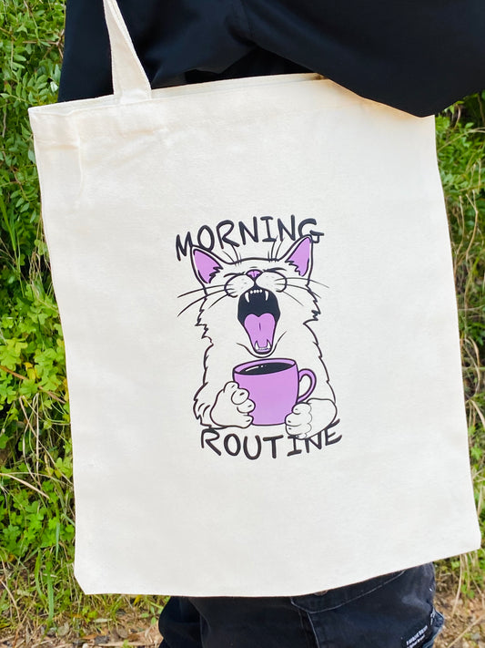 Tote bag Morning Routine - white