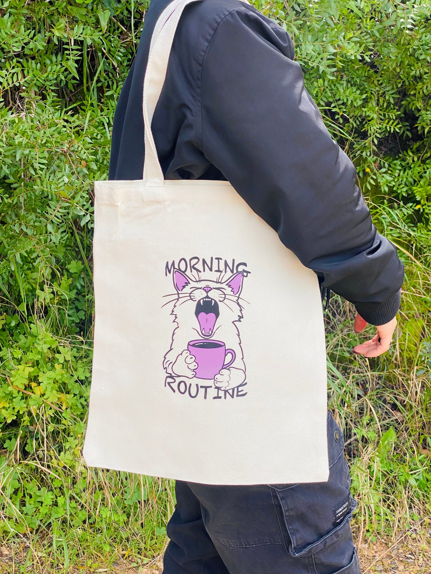 Tote bag Morning Routine - white