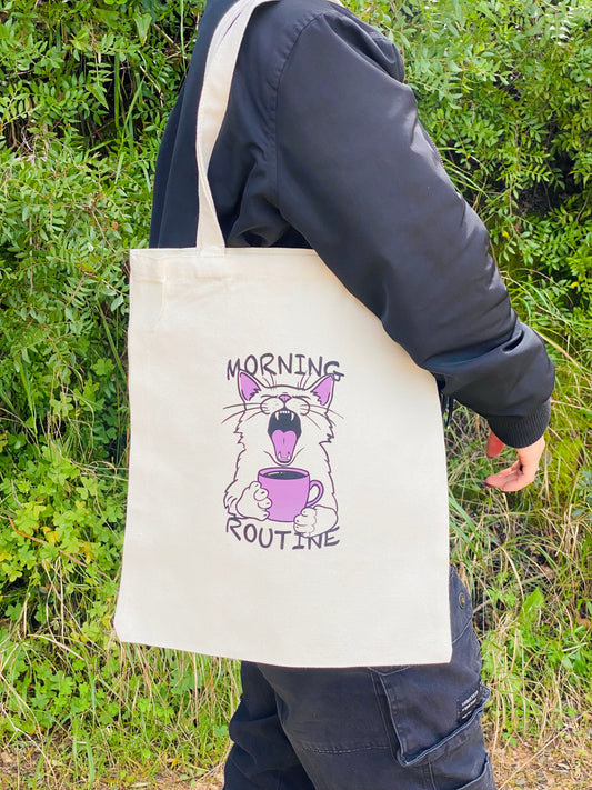 Tote bag Morning Routine - white