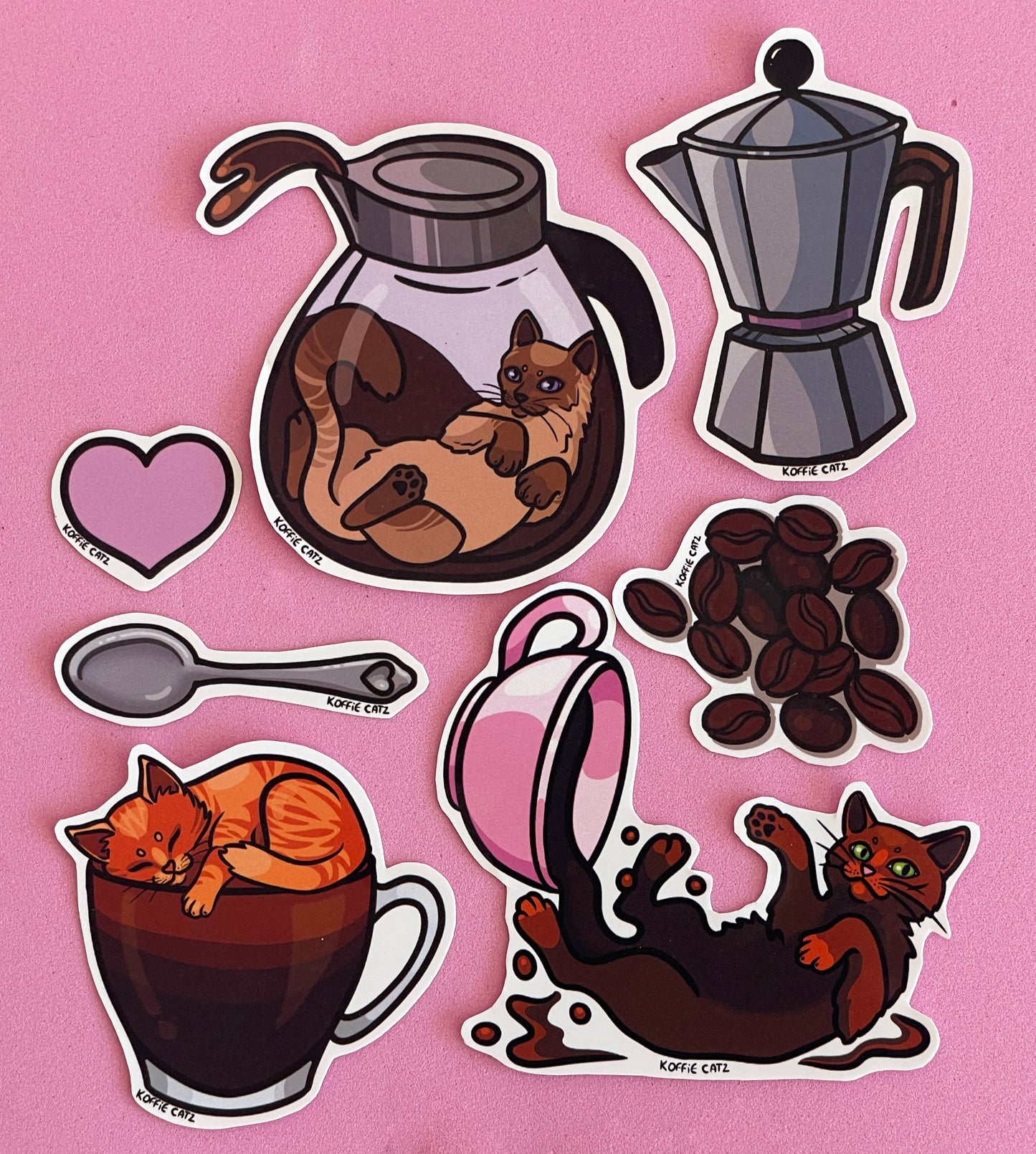 Cat stickers in sets multiple variants